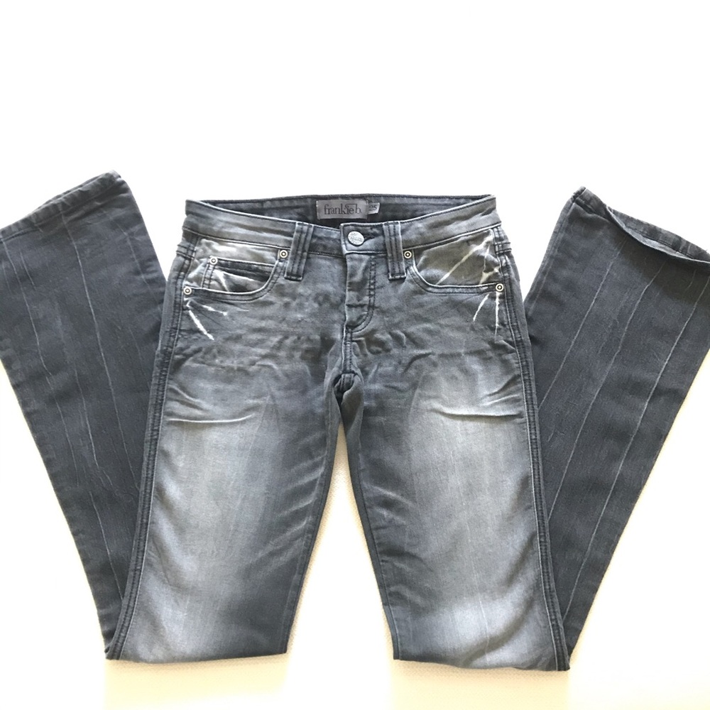 Frankie B. Distressed Grey Jeans, Flare leg